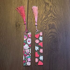 Pair of Handmade Strawberry Themed Bookmarks